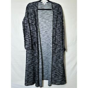 Lularoe Women's Black/Gray/White Marled Open Duster With Pockets Size M Stretch
